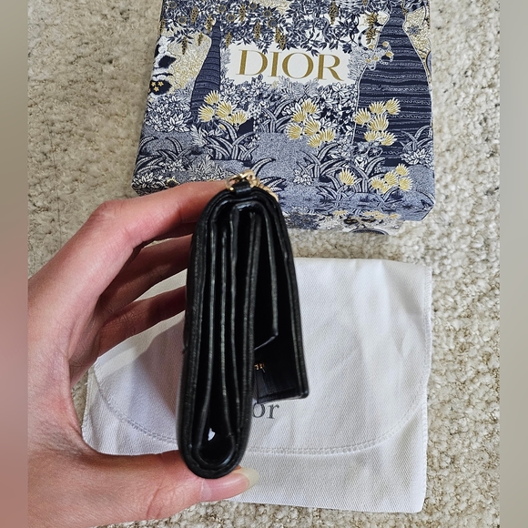 SOLD! Christian Dior Lady Dior Lotus Wallet Black Cannage Lambskin - Picture 8 of 11